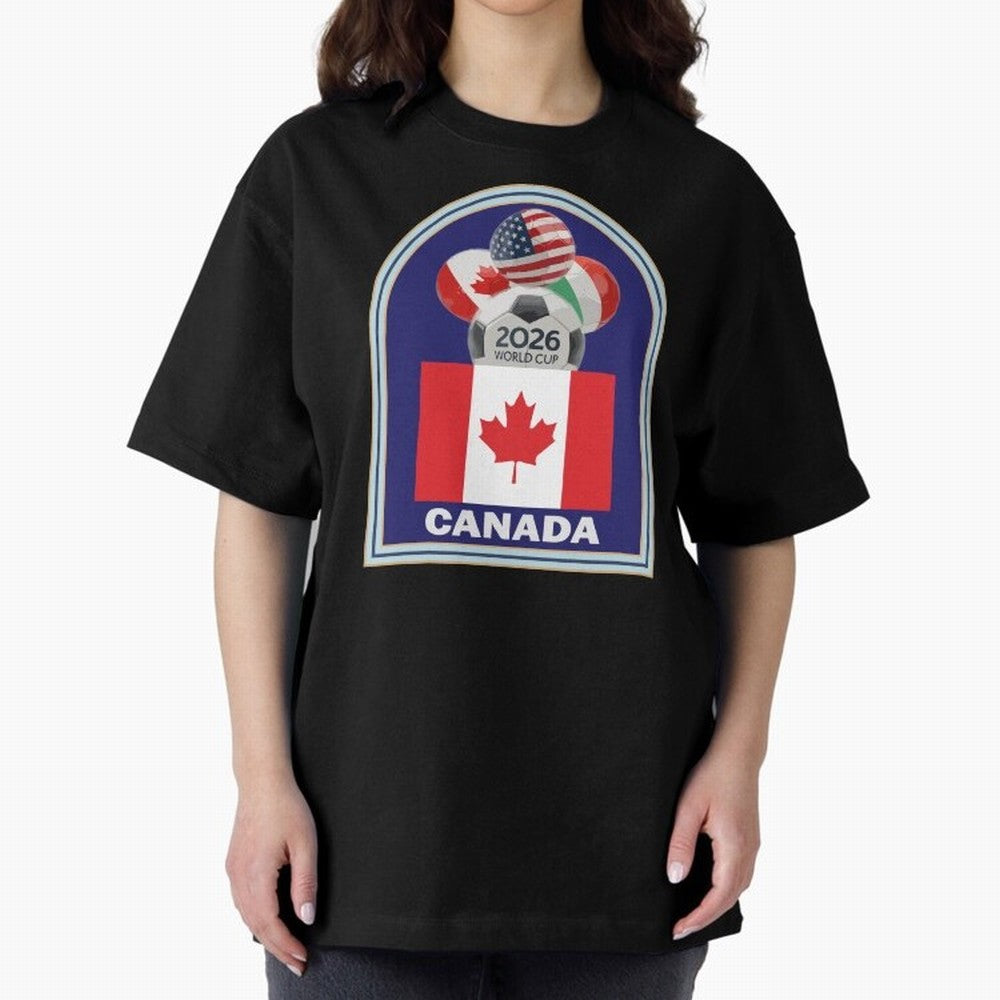 Canada 2026 Soccer T-shirt Oversized T-Shirt Cheer for the FIFA World Cup 2026 Group Stage Journey through Haaland and Mbappe Highlights, England Pride, Global Supporter Spirit, Legendary Goals, National Colors and Tournament Celebration; Perfect