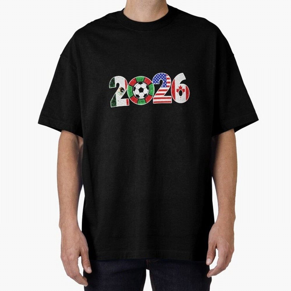 North American Soccer Spirit Team 2026 T-Shirt_82770209 Oversized T-Shirt Represent FIFA World Cup 2026 for Fans of Cristiano Ronaldo and Germany, Bringing Soccer Culture, Superstar Moments, National Team Dreams and Competitive Fire; Great for