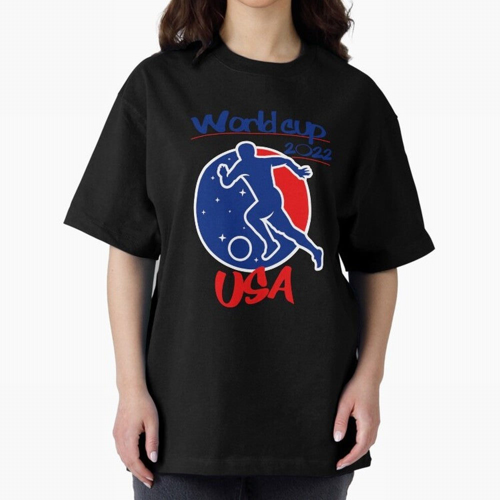 USA World Cup 2022 Oversized T-Shirt Support FIFA World Cup 2026 Group Stage Highlighting Haaland, Brazil Energy, Game Day Rituals, Football Legends, Country Pride and the Road to the Final; Ideal for Fans Who Follow Messi, Cristiano Ronaldo, CR7,
