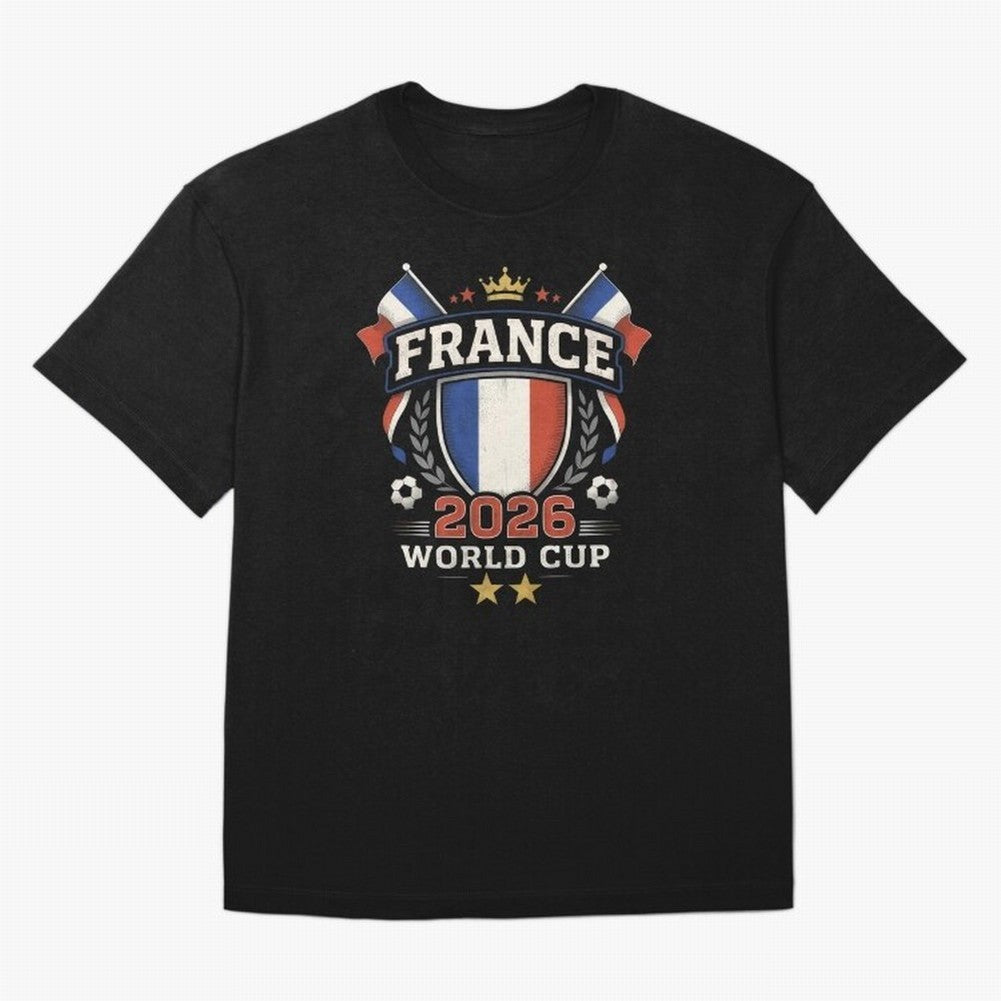 France World Cup 2026 Football Heritage - Les Bleus Crest Oversized T-Shirt Feel International Energy from Global Football Passion for FIFA World Cup 2026, Highlighting Messi, Neymar and Mbappe, Brazil, Portugal and Argentina, Football Festival