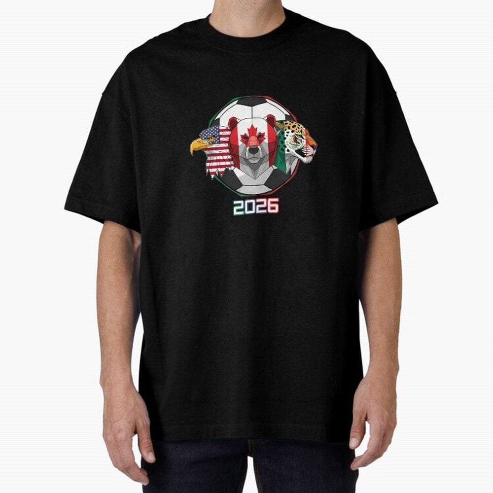 North American Soccer Animals 2026 Oversized T-Shirt Turn Every Weekend Toward Match Day Hype around FIFA World Cup 2026, CR7 and Messi, Spain, Supporter Pride, Iconic Celebrations, Legendary Names and Global Match Day Energy; Created for Match Day