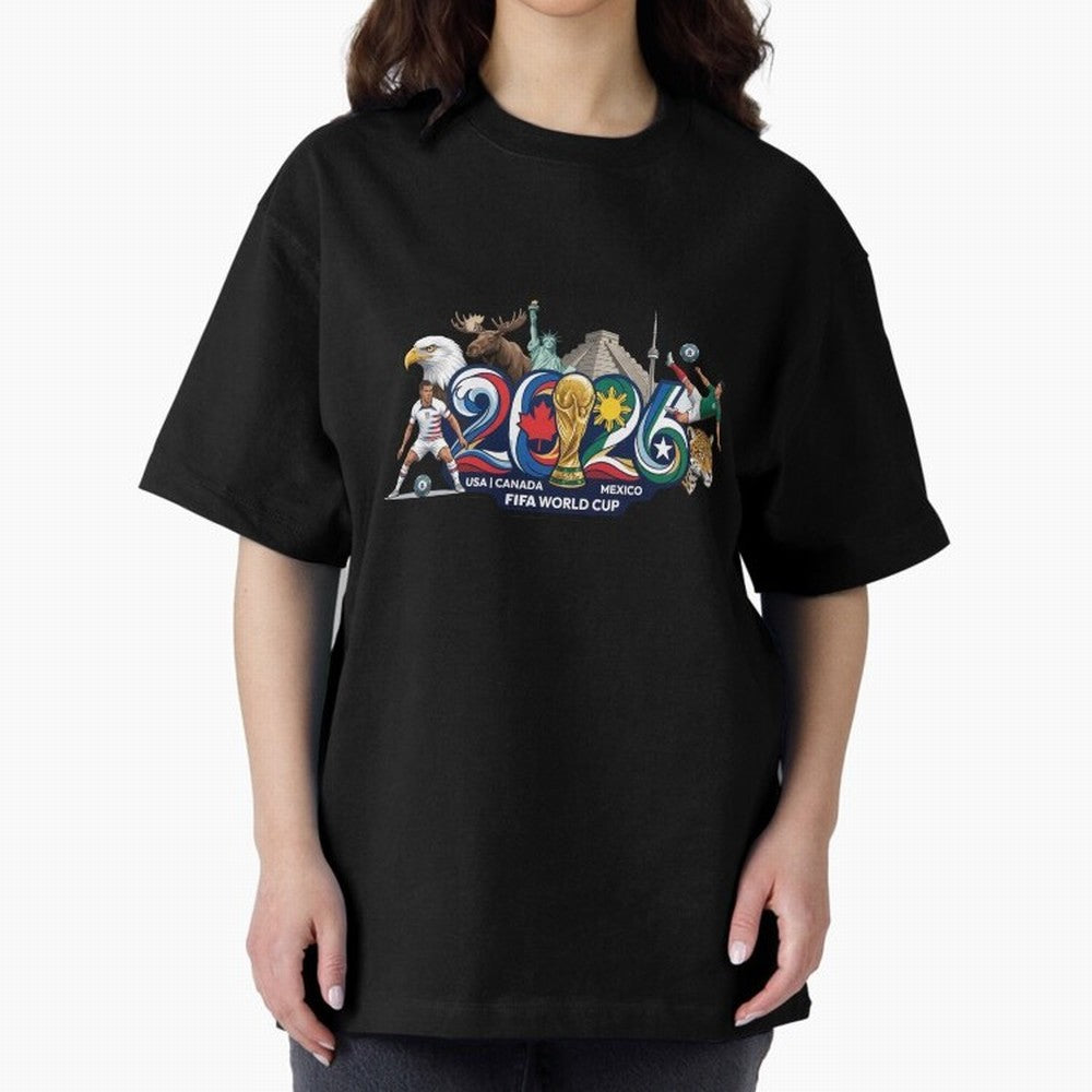 FIFA World Cup 2026 North America: USA Canada Mexico United Nations of Football Oversized T-Shirt Showcase FIFA World Cup 2026 Made for Neymar, Brazil Energy, Vintage Soccer Flavor, Modern Football Stars, National Flags and Final Night Emotion;