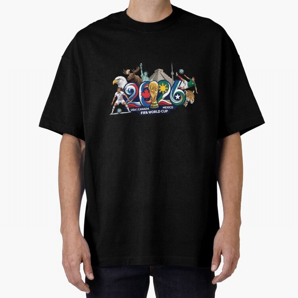 FIFA World Cup 2026 North America: USA Canada Mexico United Nations of Football Oversized T-Shirt Showcase FIFA World Cup 2026 Made for Neymar, Brazil Energy, Vintage Soccer Flavor, Modern Football Stars, National Flags and Final Night Emotion;