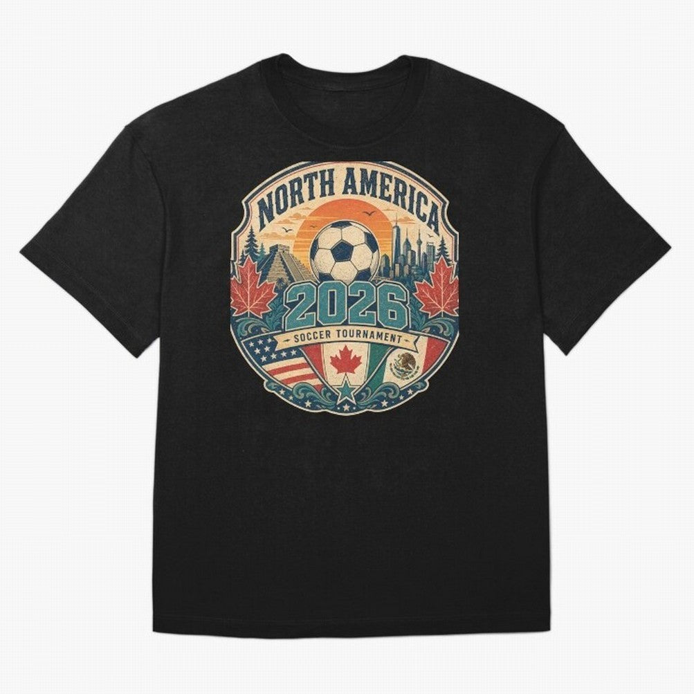 USA Canada Mexico Soccer Cup Oversized T-Shirt Celebrate the Magic of FIFA World Cup 2026 USA Canada Mexico with Haaland, England and Germany Energy, Match Day Excitement, Supporter Culture, Golden Goals and Global Football Passion; Ideal for