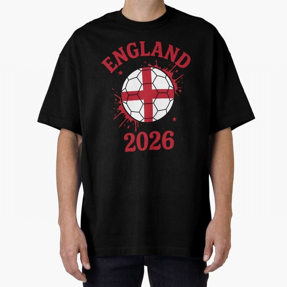 England World Cup 2026 football supporter| St George Cross Football Oversized T-Shirt Bring Stadium Energy to Match Day Hype around FIFA World Cup 2026 Group Stage, Messi, Neymar and Mbappe, Germany, Global Supporter Spirit, Legendary Goals,
