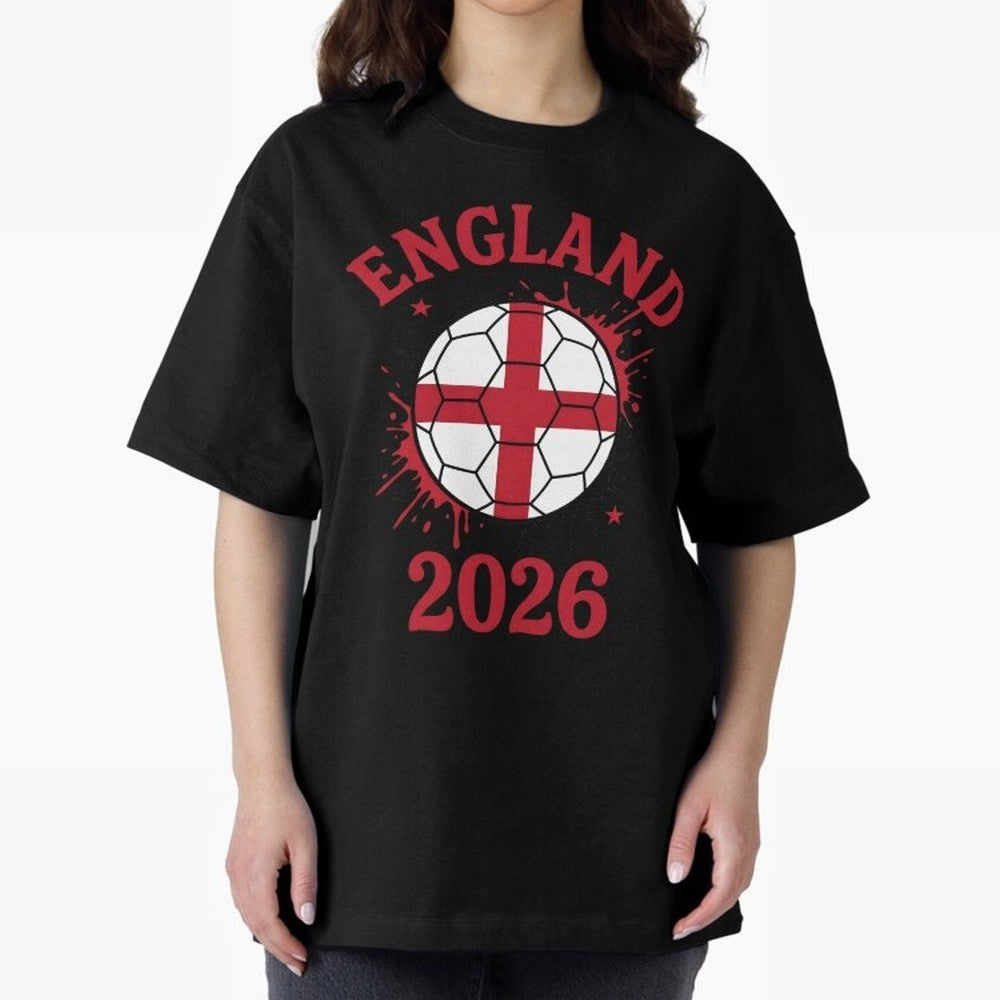 England World Cup 2026 football supporter| St George Cross Football Oversized T-Shirt Bring Stadium Energy to Match Day Hype around FIFA World Cup 2026 Group Stage, Messi, Neymar and Mbappe, Germany, Global Supporter Spirit, Legendary Goals,