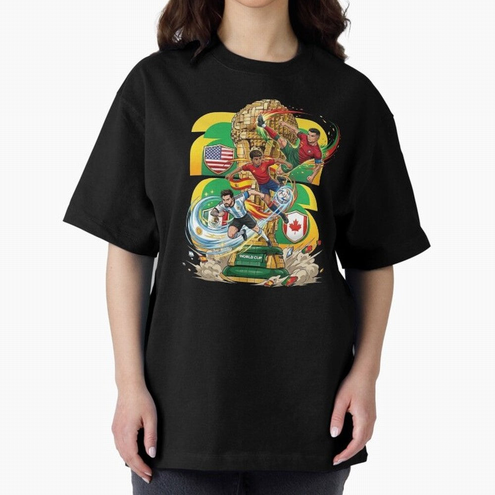 World Cup Teams 2026 Oversized T-Shirt Show Support during FIFA World Cup 2026 USA Canada Mexico for Fans of Haaland and Germany, Bringing Football Festival Excitement, Trophy Ambitions, Country Rivalries and Star Player Buzz; Great for Supporters