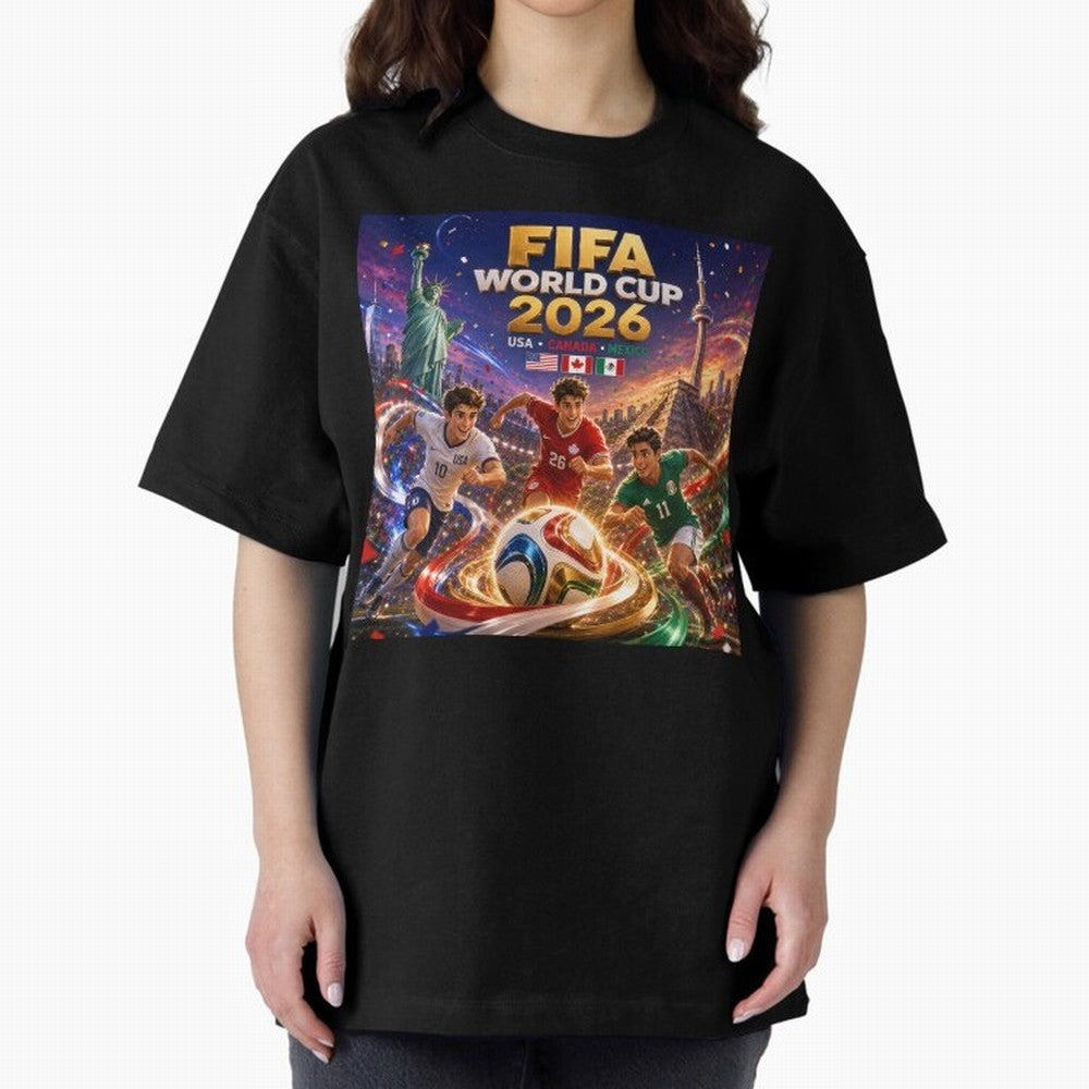 Host Nations Football 2026 #football 2026 Oversized T-Shirt Remember Iconic Moments from Match Day Hype around FIFA World Cup 2026 Group Stage, CR7, France and Portugal, Global Supporter Spirit, Legendary Goals, National Colors and Tournament