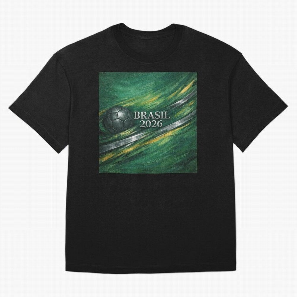 Brazil World Cup 2026 Concept Oversized T-Shirt Represent Football Lovers during FIFA World Cup 2026 Spirit, Celebrating Portugal, Spain and Germany, Messi, CR7 and Mbappe, Championship Spirit, Famous Goals, Roaring Crowds and International