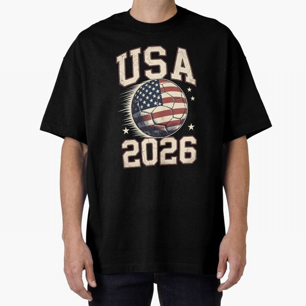 USA 2026 World Cup Soccer Oversized T-Shirt Bring Home Global Football Passion for FIFA World Cup 2026 USA Canada Mexico, Featuring CR7 and Messi, Brazil, Classic Soccer Heritage, Championship Pressure, Fan Loyalty and International Pride; Perfect