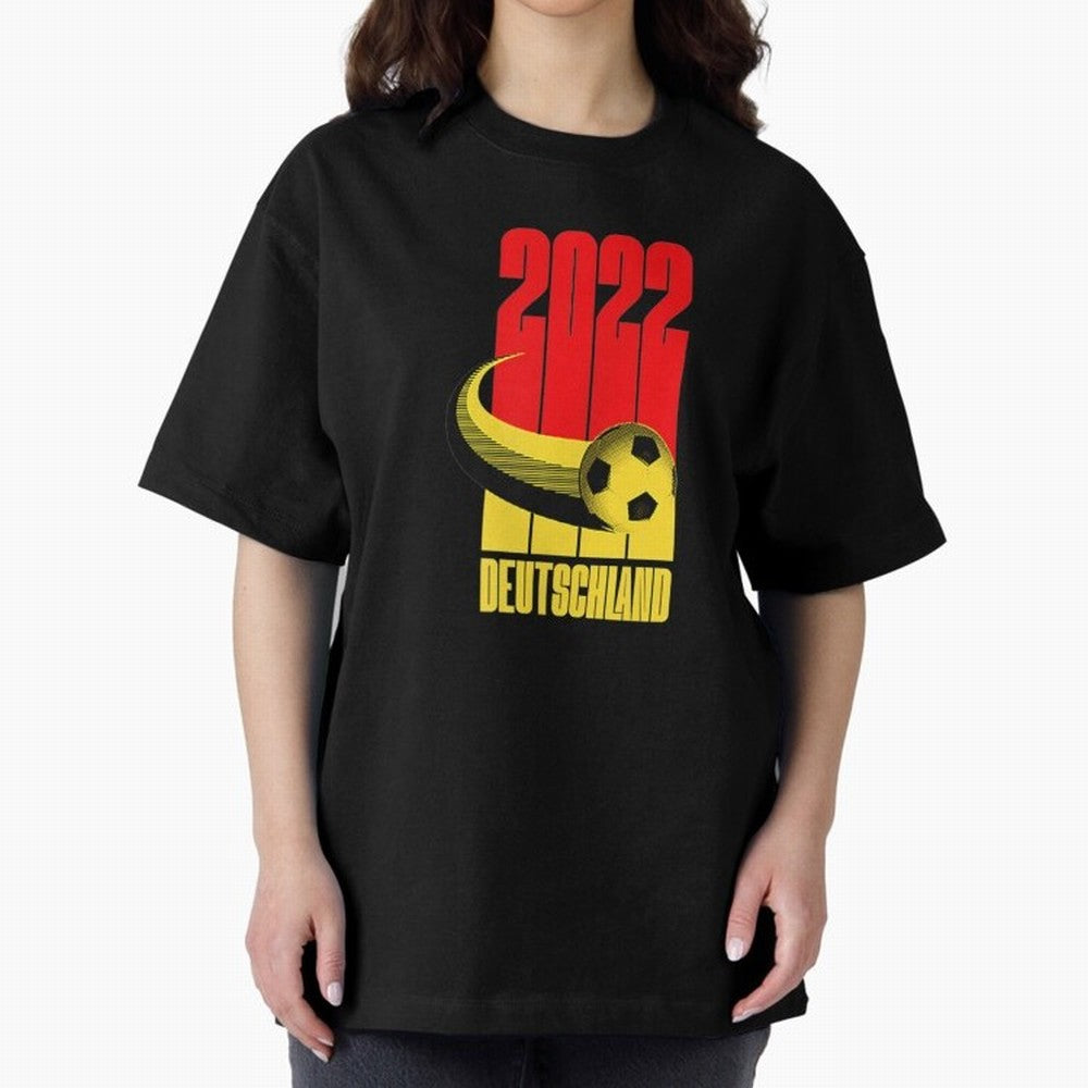 Germany 2022 Football Soccer Graphic Deutschland Oversized T-Shirt Carry National Pride through the FIFA World Cup 2026 Group Stage Journey through Messi, Neymar and Mbappe Highlights, Argentina, France and Brazil Pride, Goal Celebration Energy,