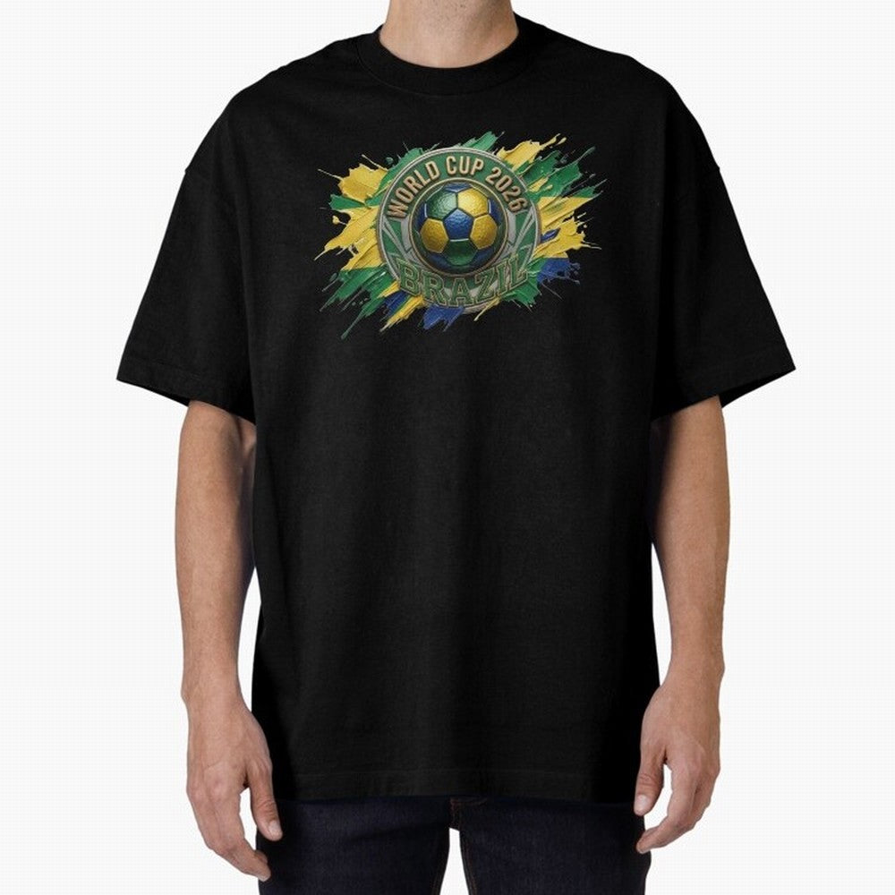 World Cup 2026 Brazil Soccer Ball Paint Splash Oversized T-Shirt Treasure FIFA World Cup 2026 USA Canada Mexico Spirit, Made for Spain, Haaland, Classic Soccer Heritage, Championship Pressure, Fan Loyalty and International Pride; Made for Die Hard