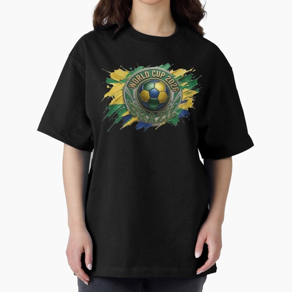 World Cup 2026 Brazil Soccer Ball Paint Splash Oversized T-Shirt Treasure FIFA World Cup 2026 USA Canada Mexico Spirit, Made for Spain, Haaland, Classic Soccer Heritage, Championship Pressure, Fan Loyalty and International Pride; Made for Die Hard