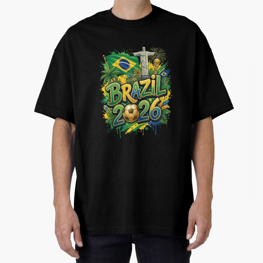 Brazil World Cup 2026 Football Legacy Oversized T-Shirt Keep the Legacy of FIFA World Cup 2026 Spirit, Capturing Spain and Netherlands, Cristiano Ronaldo, Haaland and CR7, Global Supporter Spirit, Legendary Goals, National Colors and Tournament