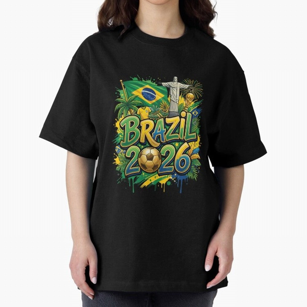 Brazil World Cup 2026 Football Legacy Oversized T-Shirt Keep the Legacy of FIFA World Cup 2026 Spirit, Capturing Spain and Netherlands, Cristiano Ronaldo, Haaland and CR7, Global Supporter Spirit, Legendary Goals, National Colors and Tournament