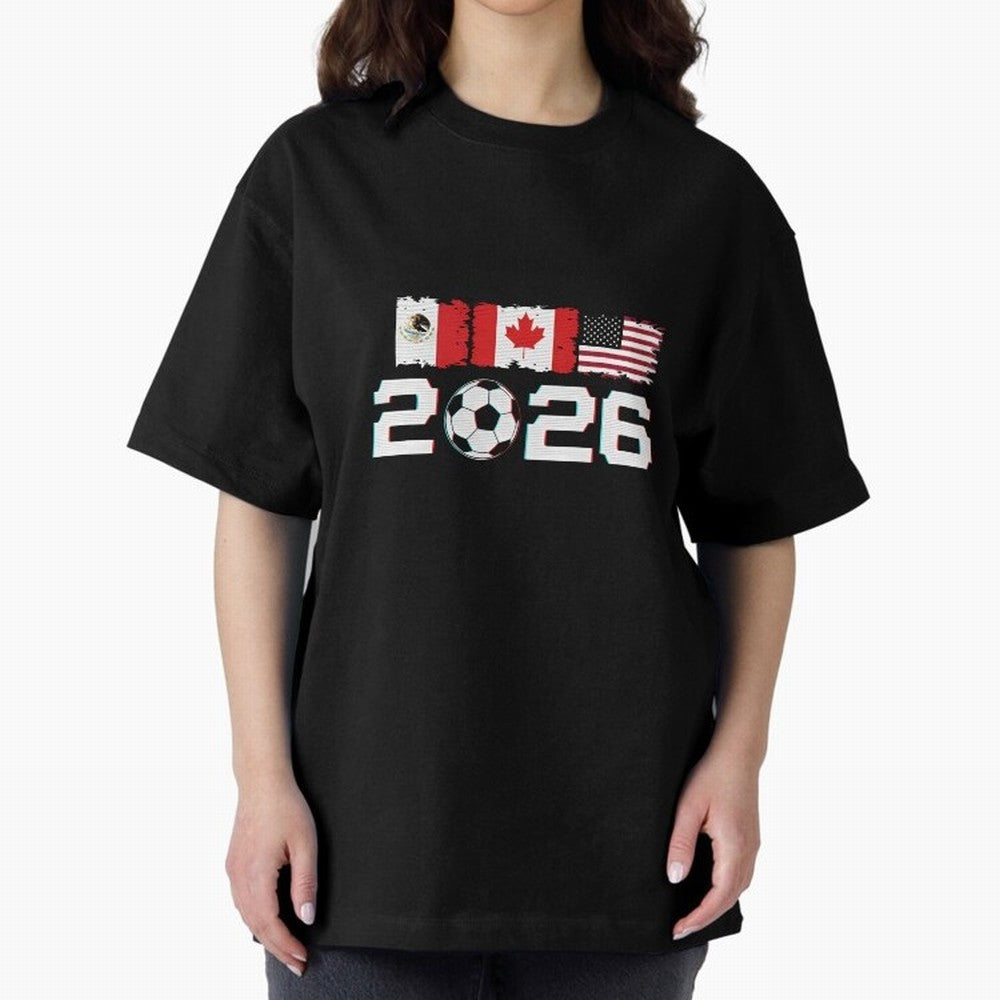 Glitched United 2026 Cup - North America Emblem Part 2 T-Shirt_82924673 Oversized T-Shirt Carry National Pride through Match Day Hype around FIFA World Cup 2026, Messi and Cristiano Ronaldo, France, Championship Spirit, Famous Goals, Roaring Crowds
