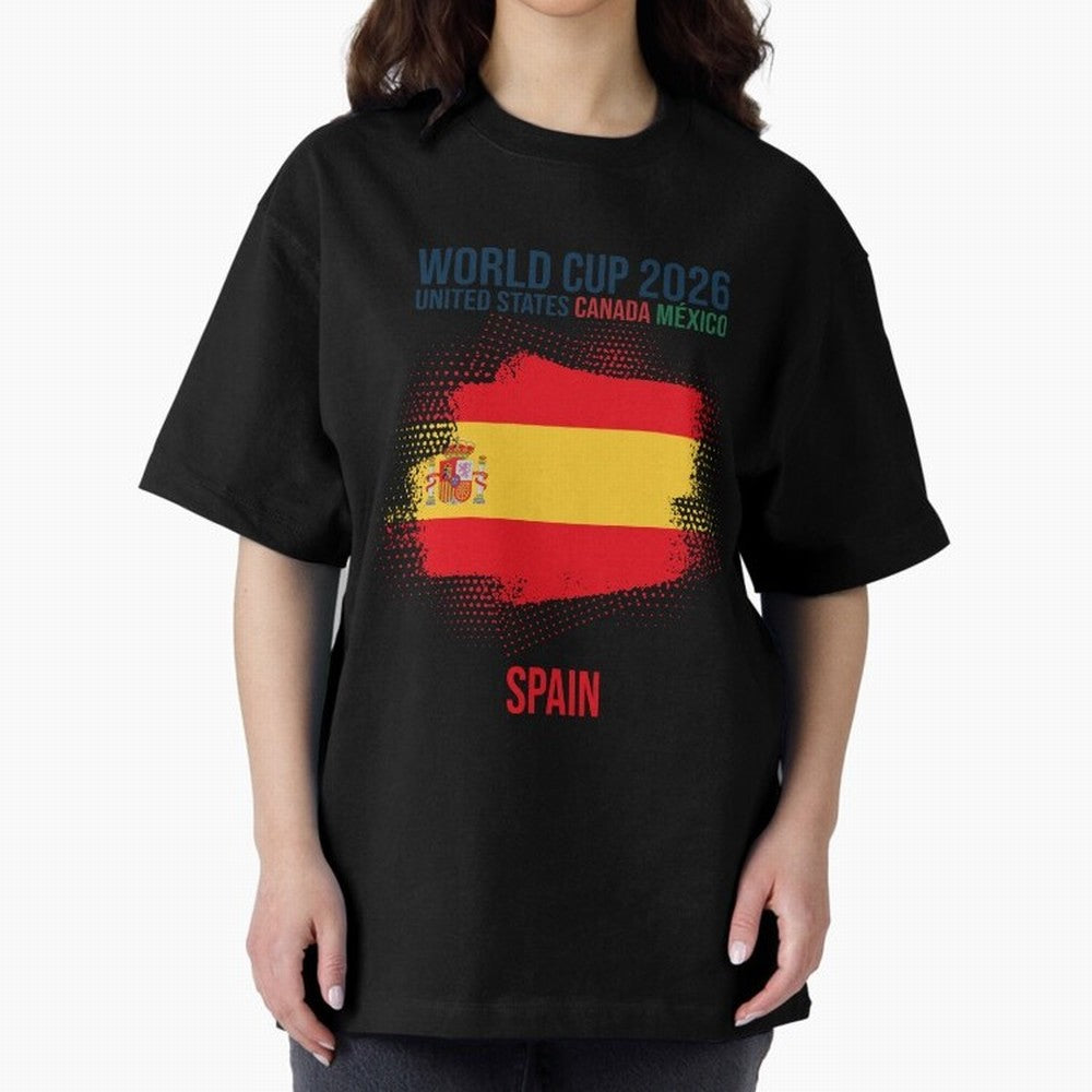 SPAIN WORLD CUP 2026 Oversized T-Shirt Carry FIFA World Cup 2026 Group Stage Featuring Neymar, Haaland and Cristiano Ronaldo, Argentina Energy, Football History, Final Match Energy, Crowd Noise and Once in a Lifetime Moments; Great for Supporters