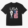 USA 2026 Soccer World Cup Trophy American Flag Design Oversized T-Shirt Honor FIFA World Cup 2026 Group Stage for Fans of Messi, CR7 and Mbappe and Spain, Bringing Supporter Pride, Iconic Celebrations, Legendary Names and Global Match Day Energy;