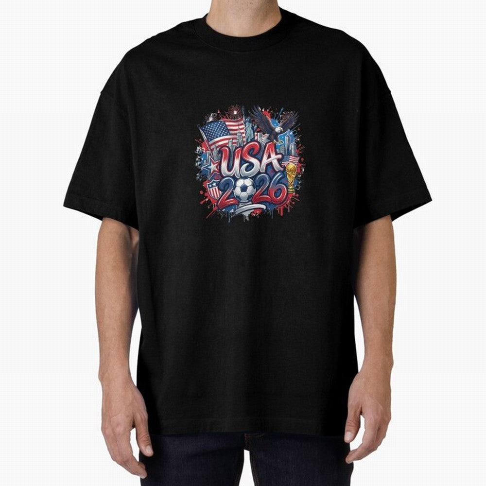 Usa World Cup 2026 Football Legacy Oversized T-Shirt Support the Legends of FIFA World Cup 2026 USA Canada Mexico Filled with CR7 and Messi, Argentina Energy, Game Day Rituals, Football Legends, Country Pride and the Road to the Final; Perfect for