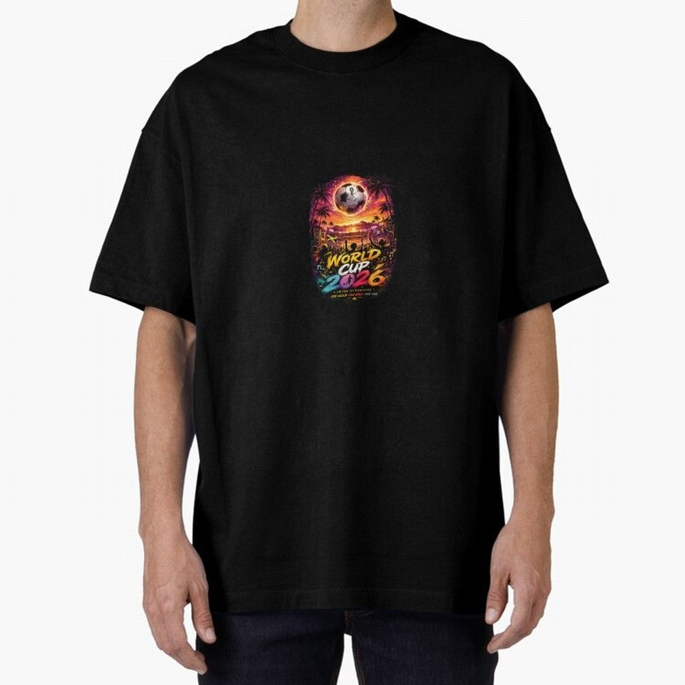 Copy of World Cup 2026 ¨C United Passion ?? | Neon Football Design Oversized T-Shirt Capture Global Football Passion for FIFA World Cup 2026 USA Canada Mexico, Capturing Messi, CR7 and Mbappe, England, France and Netherlands, Global Supporter