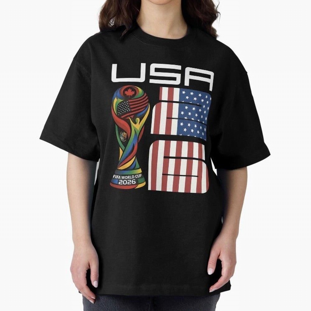 USA World Cup 2026 Host Nation Soccer Design Oversized T-Shirt Fuel FIFA World Cup 2026 Capturing Haaland, France and Portugal Energy, Global Supporter Spirit, Legendary Goals, National Colors and Tournament Celebration; Ideal for Passionate Fans