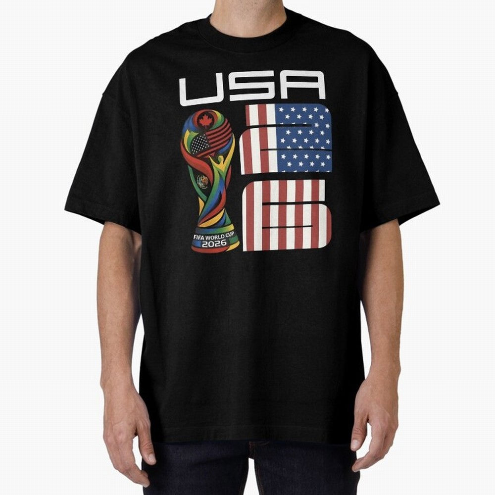 USA World Cup 2026 Host Nation Soccer Design Oversized T-Shirt Fuel FIFA World Cup 2026 Capturing Haaland, France and Portugal Energy, Global Supporter Spirit, Legendary Goals, National Colors and Tournament Celebration; Ideal for Passionate Fans