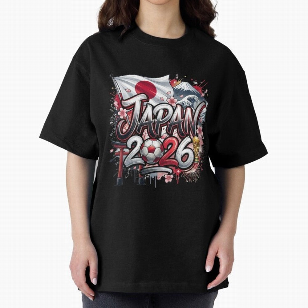 Japan World Cup 2026 Football Legacy Oversized T-Shirt Wear the Spirit of Match Day Hype around FIFA World Cup 2026 USA Canada Mexico, Haaland, Portugal, Spain and Germany, Vintage Soccer Flavor, Modern Football Stars, National Flags and Final