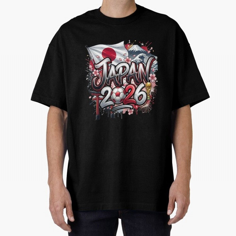 Japan World Cup 2026 Football Legacy Oversized T-Shirt Wear the Spirit of Match Day Hype around FIFA World Cup 2026 USA Canada Mexico, Haaland, Portugal, Spain and Germany, Vintage Soccer Flavor, Modern Football Stars, National Flags and Final