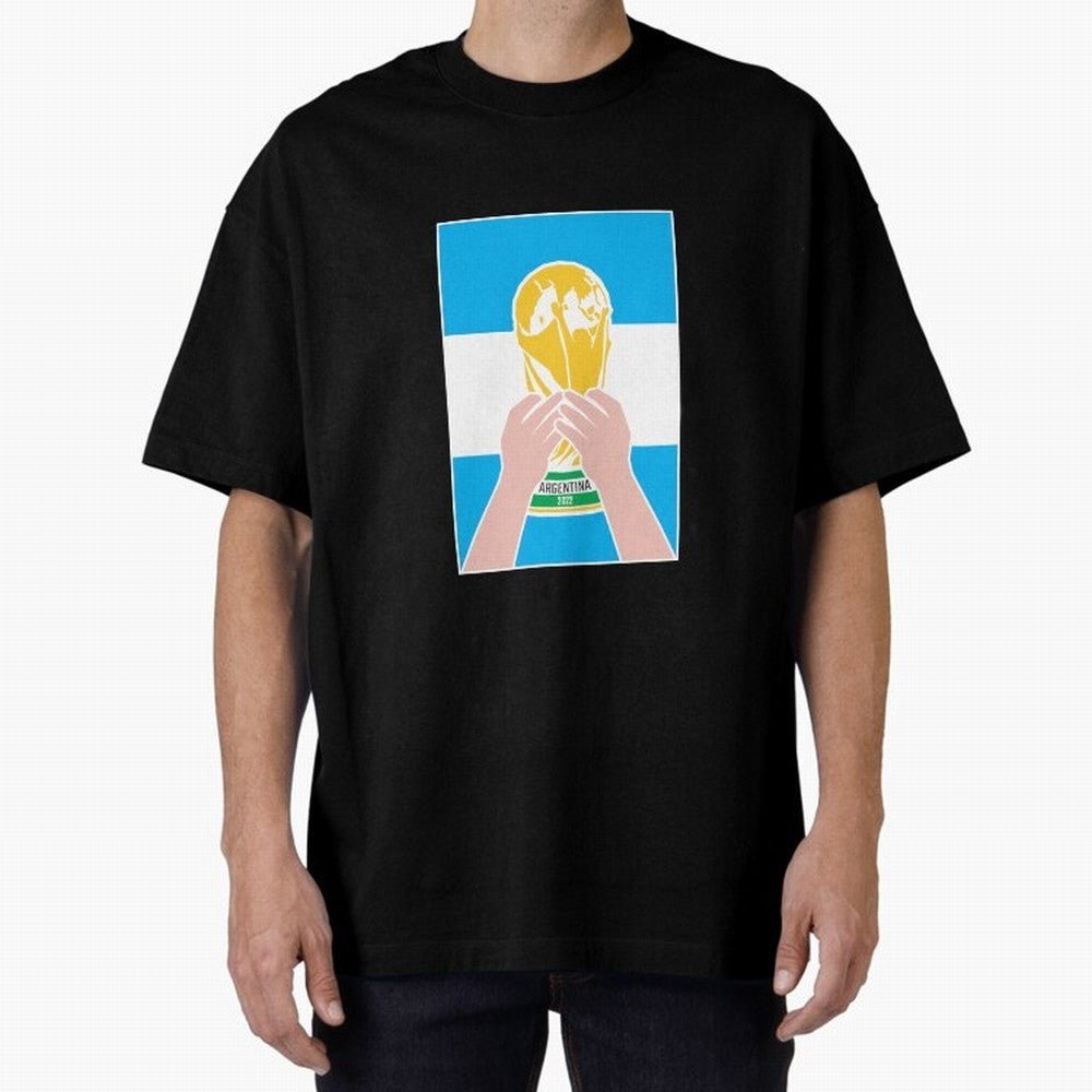 Champion Argentina 2022 Oversized T-Shirt Celebrate Soccer Greatness during FIFA World Cup 2026 Spirit, Built around France, CR7, Champion Mindset, Group Stage Buzz, Knockout Tension and Passionate Fan Culture; Ideal for Passionate Fans Who Love