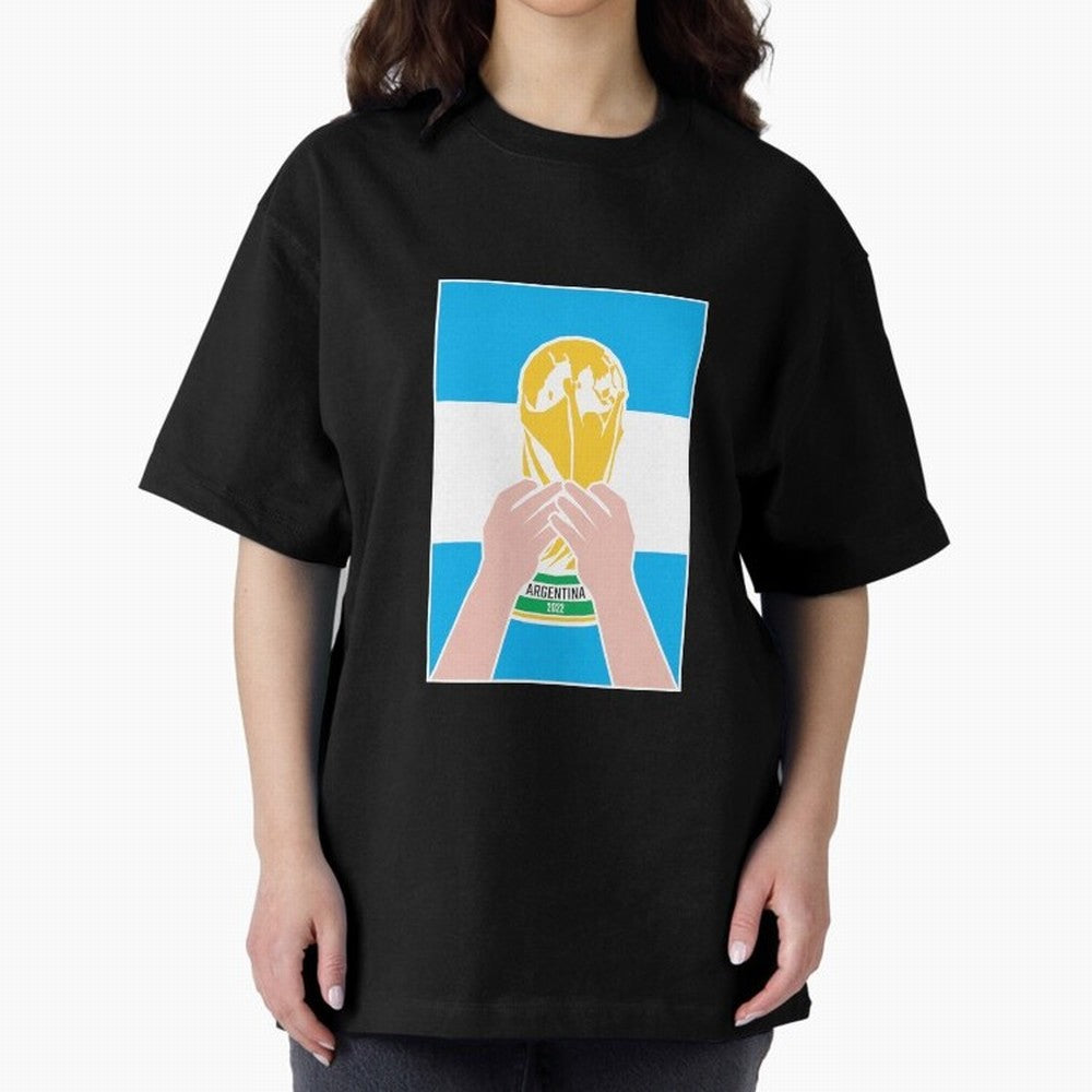 Champion Argentina 2022 Oversized T-Shirt Celebrate Soccer Greatness during FIFA World Cup 2026 Spirit, Built around France, CR7, Champion Mindset, Group Stage Buzz, Knockout Tension and Passionate Fan Culture; Ideal for Passionate Fans Who Love