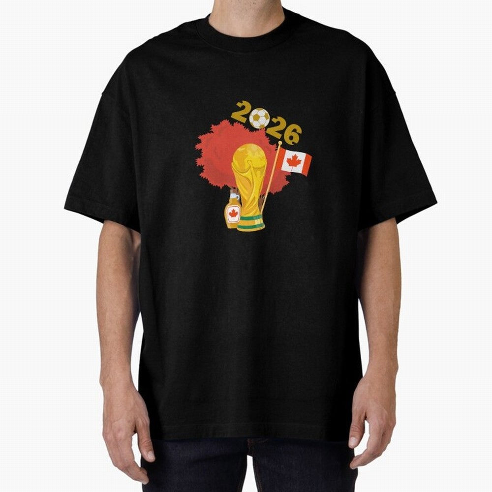 Canada 2026 Football Championship Golden Oversized T-Shirt Make Memories around FIFA World Cup 2026 Group Stage Filled with CR7 and Messi, England and Germany Energy, Supporter Pride, Iconic Celebrations, Legendary Names and Global Match Day