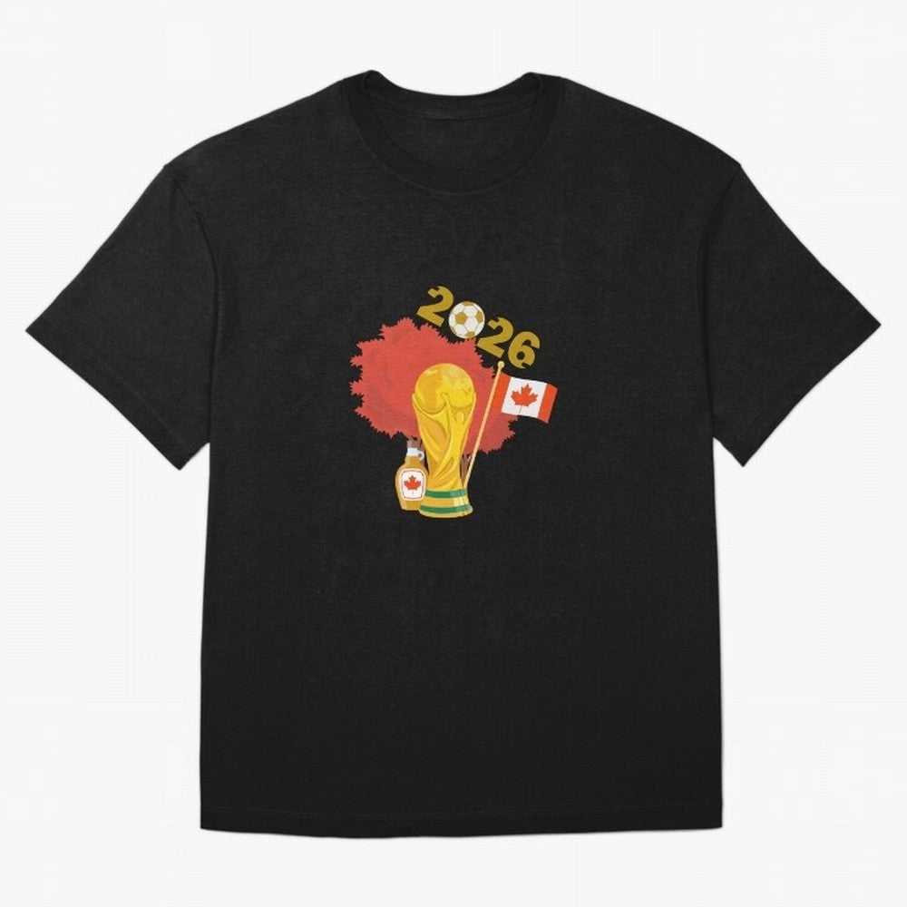 Canada 2026 Football Championship Golden Oversized T-Shirt Make Memories around FIFA World Cup 2026 Group Stage Filled with CR7 and Messi, England and Germany Energy, Supporter Pride, Iconic Celebrations, Legendary Names and Global Match Day