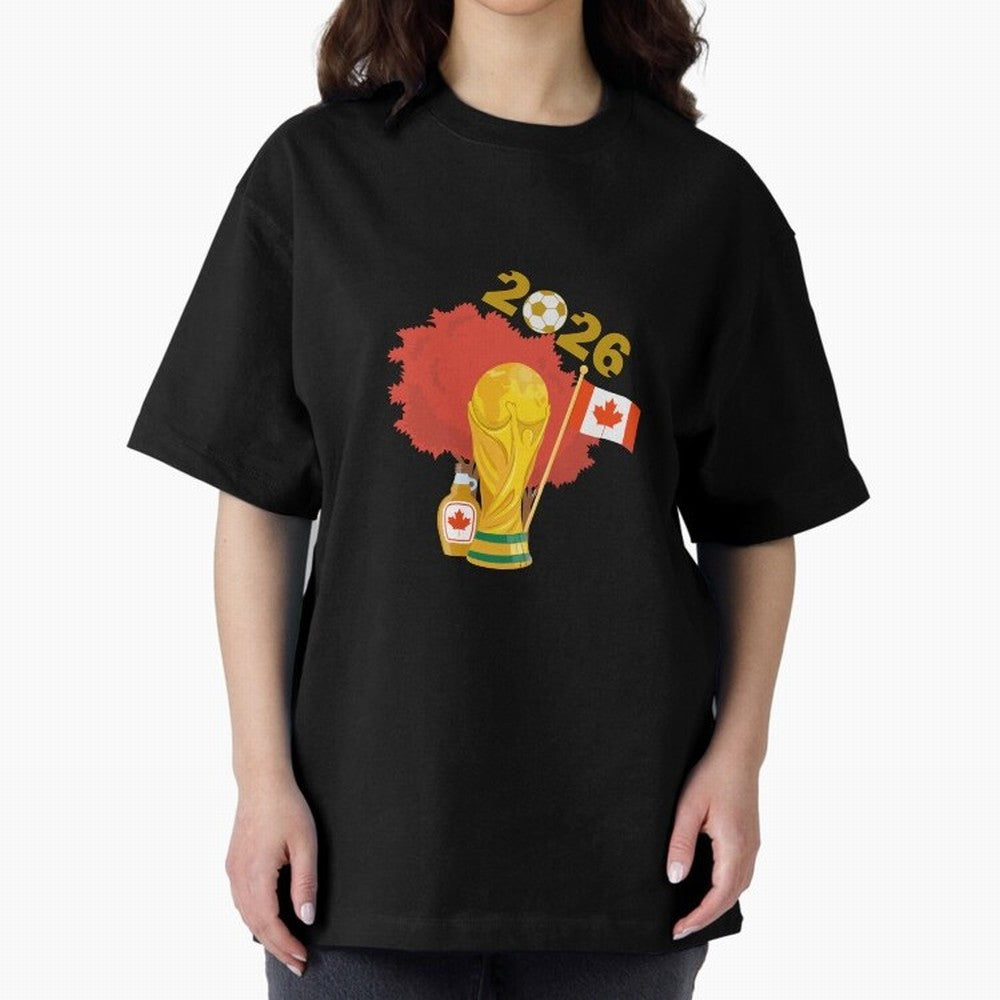 Canada 2026 Football Championship Golden Oversized T-Shirt Make Memories around FIFA World Cup 2026 Group Stage Filled with CR7 and Messi, England and Germany Energy, Supporter Pride, Iconic Celebrations, Legendary Names and Global Match Day