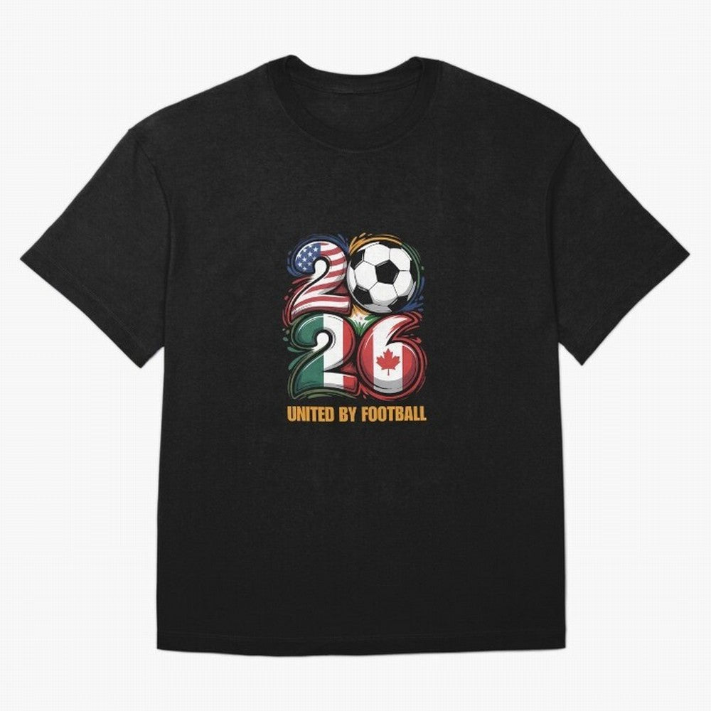 United By Football Soccer Fan Gear 2026 Oversized T-Shirt Stand Out with Spirit from FIFA World Cup 2026 USA Canada Mexico for Fans of CR7 and England and Germany, Bringing Football Passion, Legendary Performances, Festival Vibes and Supporter