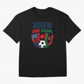 Three Nations One Game 2026 ¨C USA Canada Mexico Football Design ?????? Oversized T-Shirt Celebrate Rivalries and Pride in FIFA World Cup 2026 Group Stage Spirit, Filled with Netherlands, Haaland and Mbappe, Football History, Final Match Energy,