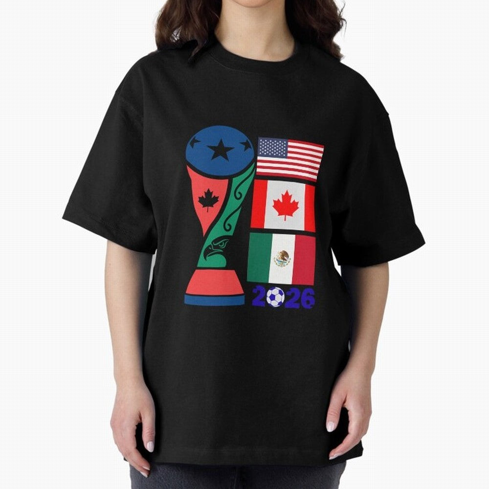 North America Football Unity 2026 Oversized T-Shirt Live for the Drama of FIFA World Cup 2026 for Fans of Neymar and Brazil, Bringing Fan Favorite Moments, National Team Passion, Big Match Drama and Soccer History; Ideal for Fans Who Follow Messi,