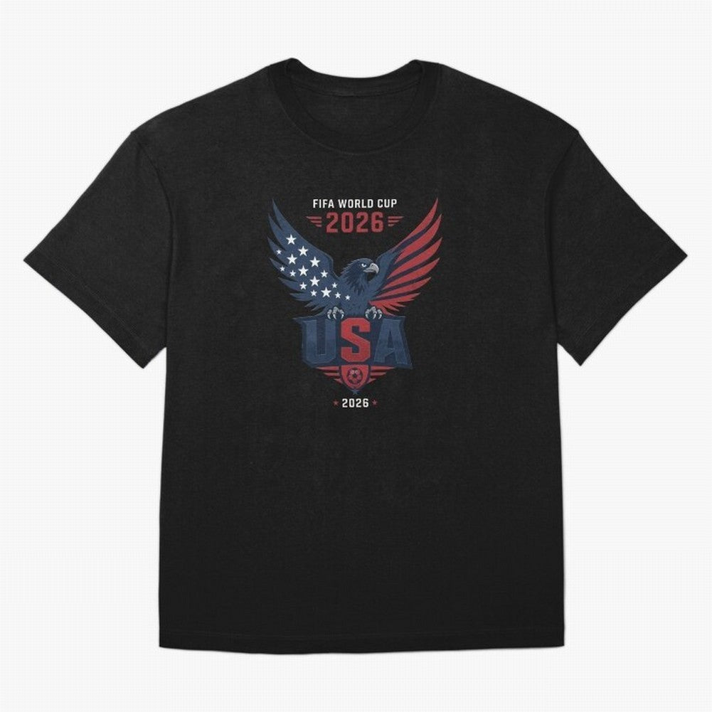 FIFA World Cup 2026 USA Eagle Soccer Logo Oversized T-Shirt Back the Journey through FIFA World Cup 2026 USA Canada Mexico Capturing Mbappe and Neymar, Portugal Energy, Tournament Hype, Historic Matchups, Family Viewing Parties and Global Sports
