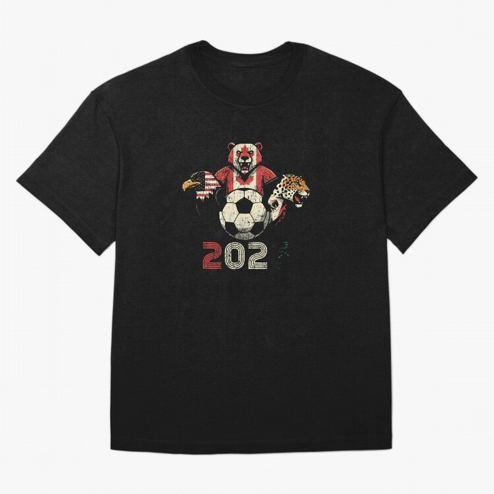 United 2026 Soccer Mascots North America Tournament T-Shirt_83157189 Oversized T-Shirt Represent FIFA World Cup 2026 USA Canada Mexico for Fans of Haaland and England and Germany, Bringing Football History, Final Match Energy, Crowd Noise and Once