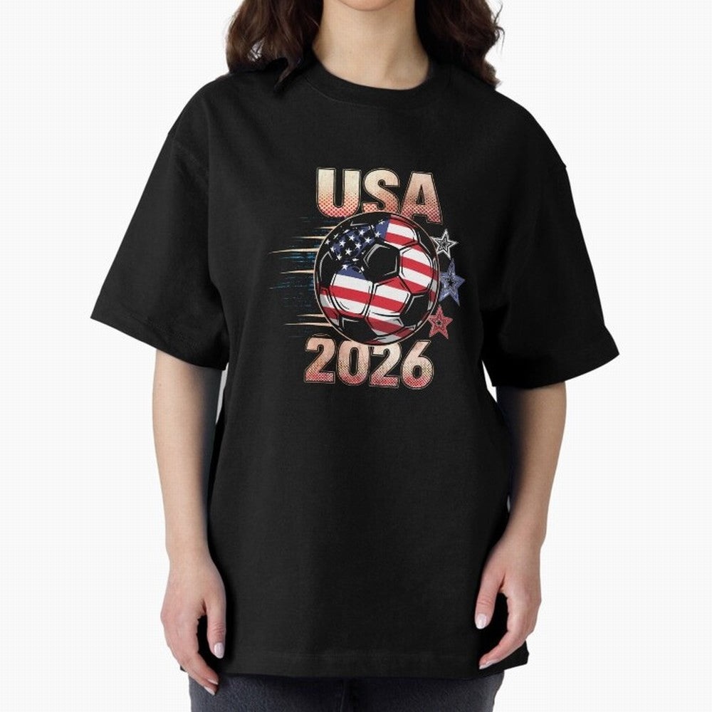 USA Soccer with Red White Blue Stars 2026 Cup T-Shirt_83834283 Oversized T-Shirt Stand Out with Spirit from the FIFA World Cup 2026 Journey through CR7 Highlights, Netherlands Pride, Football Festival Excitement, Trophy Ambitions, Country Rivalries