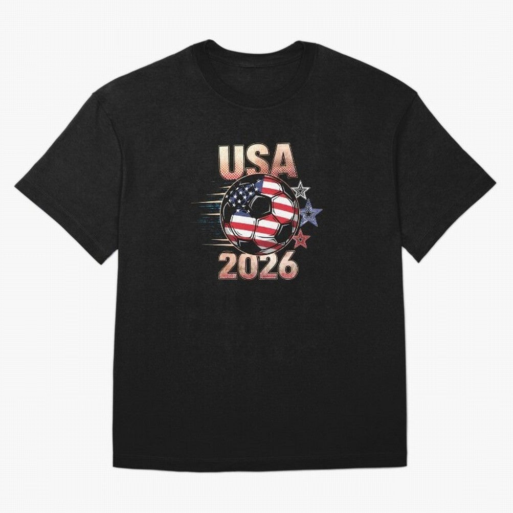 USA Soccer with Red White Blue Stars 2026 Cup T-Shirt_83834283 Oversized T-Shirt Celebrate Every Goal in Match Day Hype around FIFA World Cup 2026, Haaland and Mbappe, Argentina and Brazil, Vintage Soccer Flavor, Modern Football Stars, National