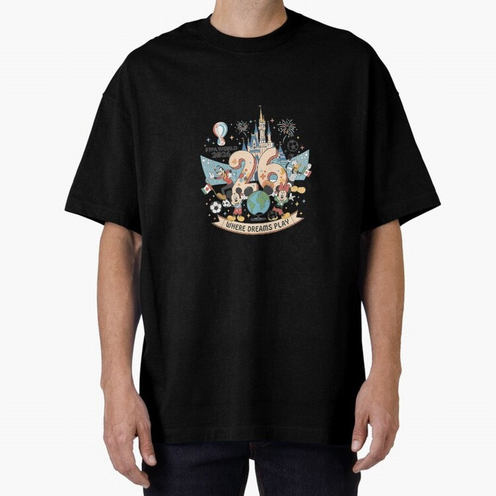 Dreamland Football 26 Oversized T-Shirt Support Iconic Players in Match Day Hype around FIFA World Cup 2026 Group Stage, Mbappe, Argentina, Classic Soccer Heritage, Championship Pressure, Fan Loyalty and International Pride; Perfect for Supporters