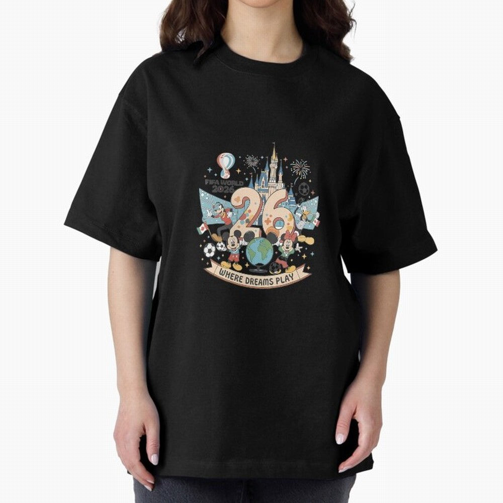 Dreamland Football 26 Oversized T-Shirt Support Iconic Players in Match Day Hype around FIFA World Cup 2026 Group Stage, Mbappe, Argentina, Classic Soccer Heritage, Championship Pressure, Fan Loyalty and International Pride; Perfect for Supporters