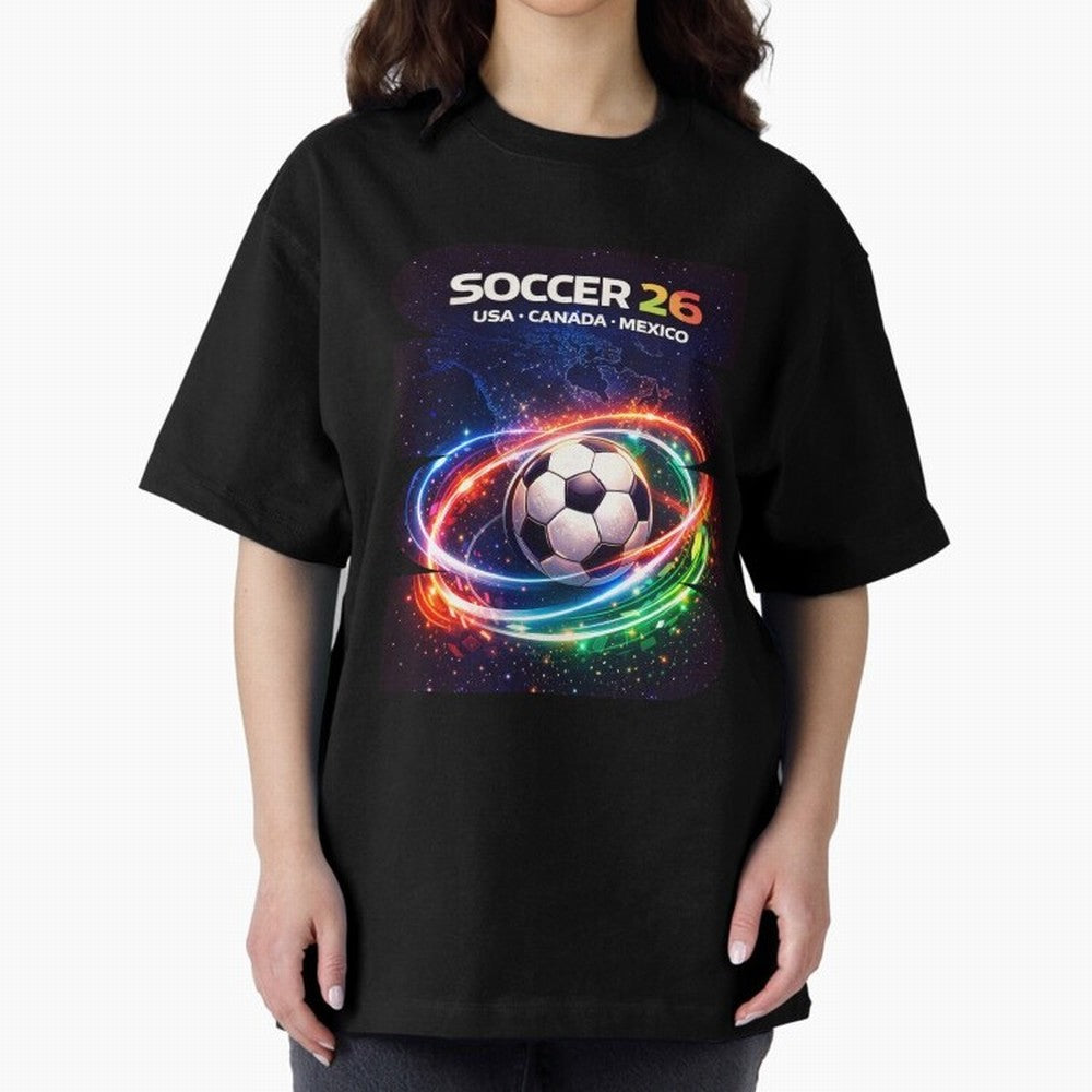 North America Soccer 2026 Shirt, Soccer 26 USA Canada Mexico Fan Tee, United 2026 Soccer Graphic - Bold Oversized T-Shirt Represent Football Lovers during FIFA World Cup 2026 Group Stage for Fans of Messi, CR7 and Mbappe and Portugal, Bringing