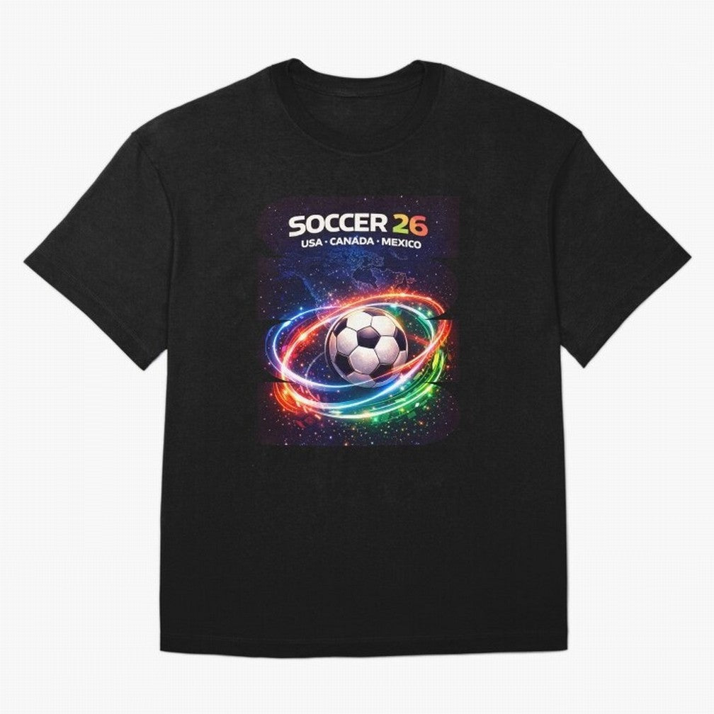 North America Soccer 2026 Shirt, Soccer 26 USA Canada Mexico Fan Tee, United 2026 Soccer Graphic - Bold Oversized T-Shirt Represent Football Lovers during FIFA World Cup 2026 Group Stage for Fans of Messi, CR7 and Mbappe and Portugal, Bringing