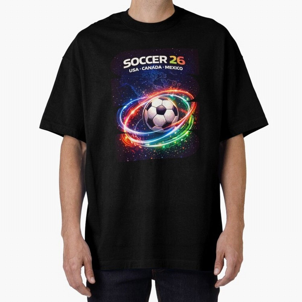 North America Soccer 2026 Shirt, Soccer 26 USA Canada Mexico Fan Tee, United 2026 Soccer Graphic - Bold Oversized T-Shirt Represent Football Lovers during FIFA World Cup 2026 Group Stage for Fans of Messi, CR7 and Mbappe and Portugal, Bringing