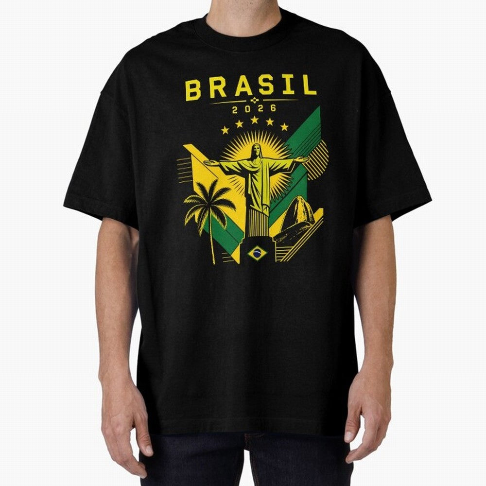 Brasil 2026 Christ the Redeemer Rio Oversized T-Shirt Experience the Global Stage of Match Day Hype around FIFA World Cup 2026 Group Stage, Messi and Cristiano Ronaldo, France and Portugal, Fan Favorite Moments, National Team Passion, Big Match