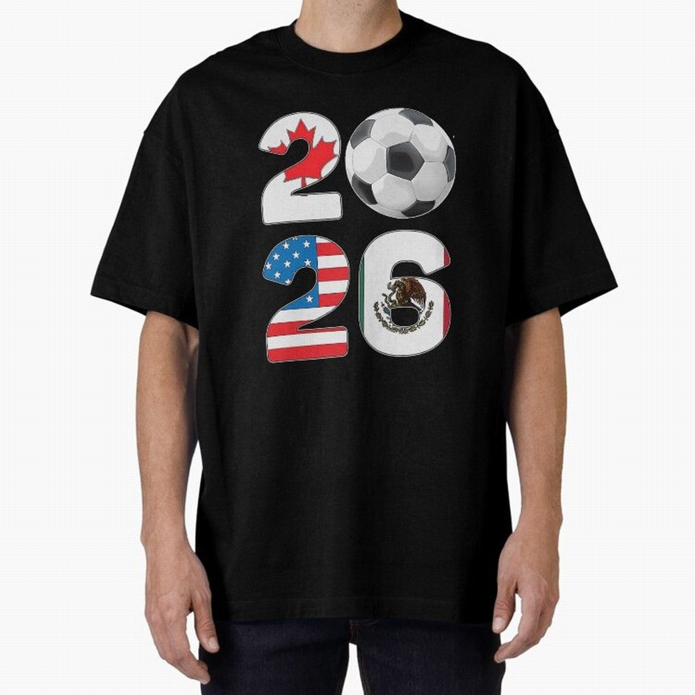 2026 North America Football Massive Event Soccer Ball Oversized T-Shirt Make Game Day About FIFA World Cup 2026 Group Stage for Fans of Neymar, Haaland and Cristiano Ronaldo and Germany, Bringing Global Supporter Spirit, Legendary Goals, National