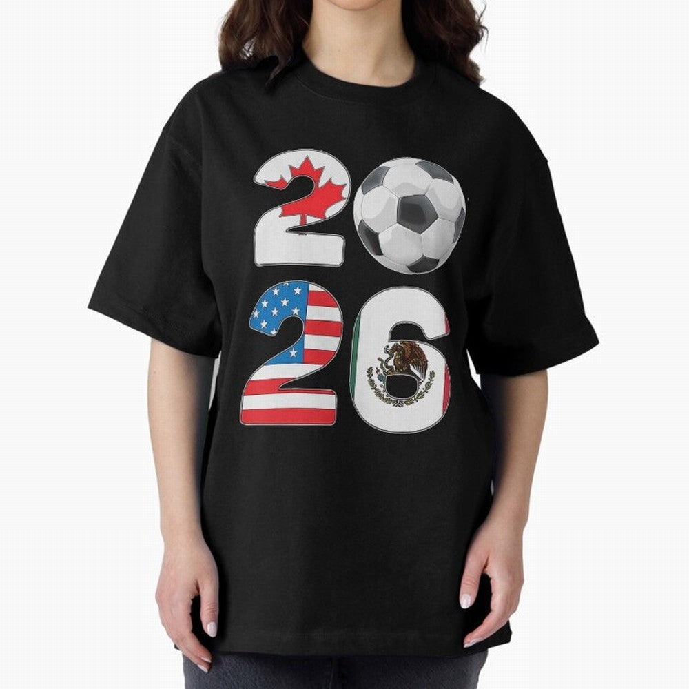 2026 North America Football Massive Event Soccer Ball Oversized T-Shirt Make Game Day About FIFA World Cup 2026 Group Stage for Fans of Neymar, Haaland and Cristiano Ronaldo and Germany, Bringing Global Supporter Spirit, Legendary Goals, National