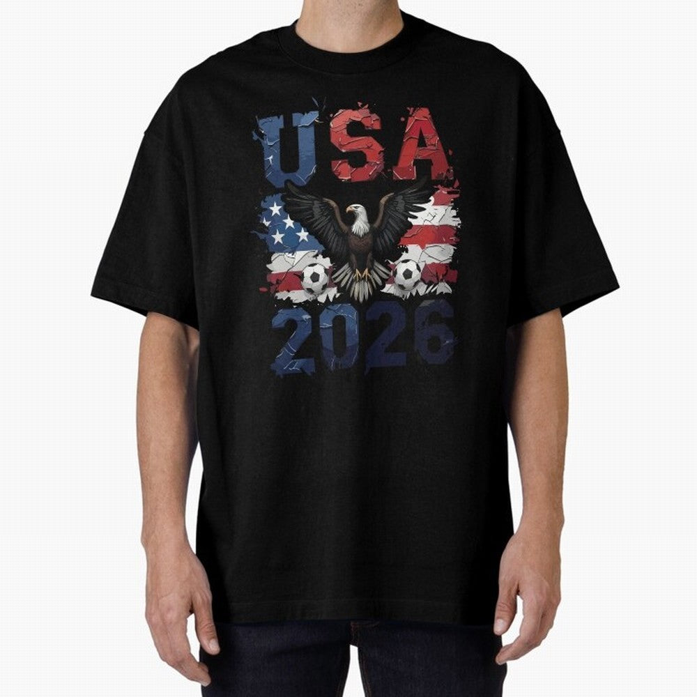 USA 2026 Soccer Eagle - World Cup Football Oversized T-Shirt Follow Every Goal of Global Football Passion for FIFA World Cup 2026 Group Stage, Made for Cristiano Ronaldo, Haaland and CR7, Spain and Netherlands, Champion Mindset, Group Stage Buzz,