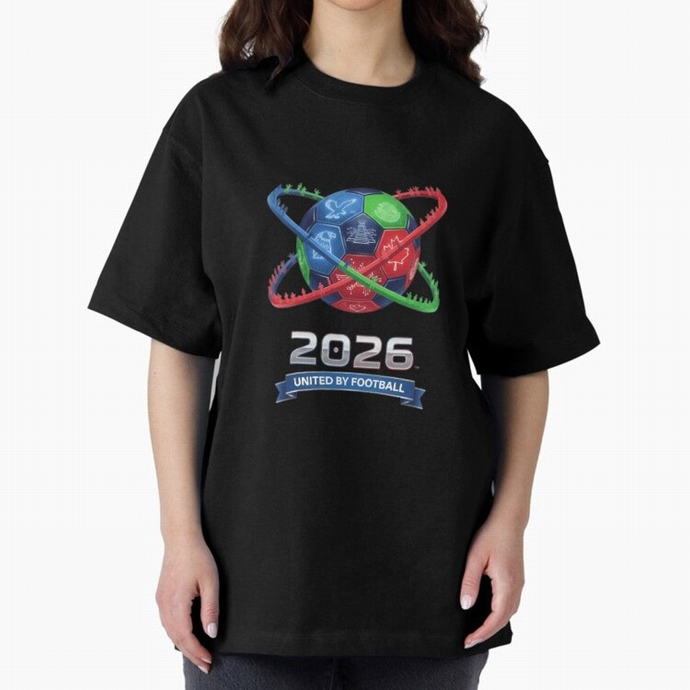 United By Football 2026 Global Connectivity Oversized T-Shirt Keep Football History Alive during FIFA World Cup 2026 Group Stage Built around Mbappe and Neymar, Argentina, France and Brazil Energy, Retro Football Energy, Iconic Rivalries, Trophy